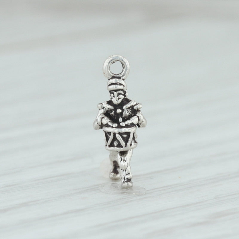 Light Gray Little Drummer Boy Charm Sterling Silver 12 Days of Christmas Drummers Drumming