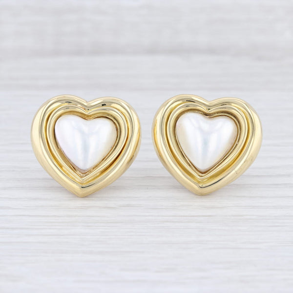 Light Gray Gucci Pearl Heart Clipon Earrings 18k Yellow Gold Statement Non Pierced Omega