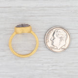 New Nina Nguyen Ring Black Druzy Quartz Sterling Silver 22k Gold Vermeil Size 6