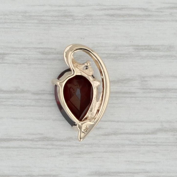 2.17ctw Garnet Diamond Teardrop Pendant 10k Yellow Gold January Birthstone