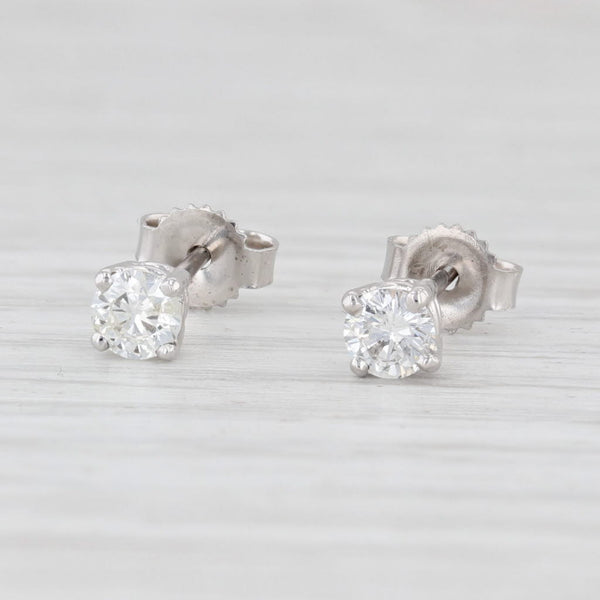 Light Gray New Small 0.36ctw Diamond Stud Earrings 14k White Gold Round Cut Solitaire