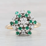 0.45ctw Diamond Emerald Cluster Ring 14k Gold Size 8.5 Cocktail