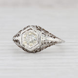 Light Gray Vintage Ostby Barton Diamond Engagement Ring 14k White Gold Art Deco Solitaire