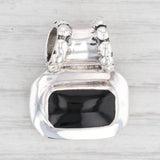 New Black Obsidian Lava Glass Pendant 925 Sterling Silver B12680