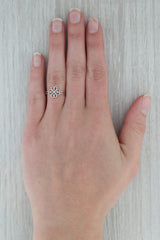 Dark Gray Diamond Shamrock Ring 10k White Gold Hearts Clover Size 7.75