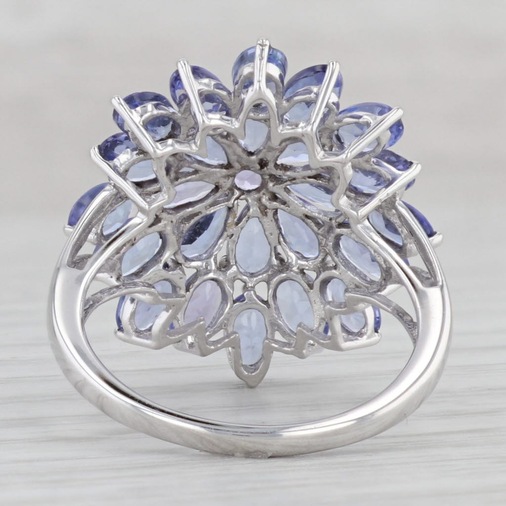 Gray 6.35ctw Tanzanite Flower Cluster Ring 10k White Gold Size 8.5 Cocktail