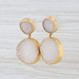 New Nina Nguyen Druzy Quartz Earrings Sterling Silver 22k Gold Vermeil Dangle