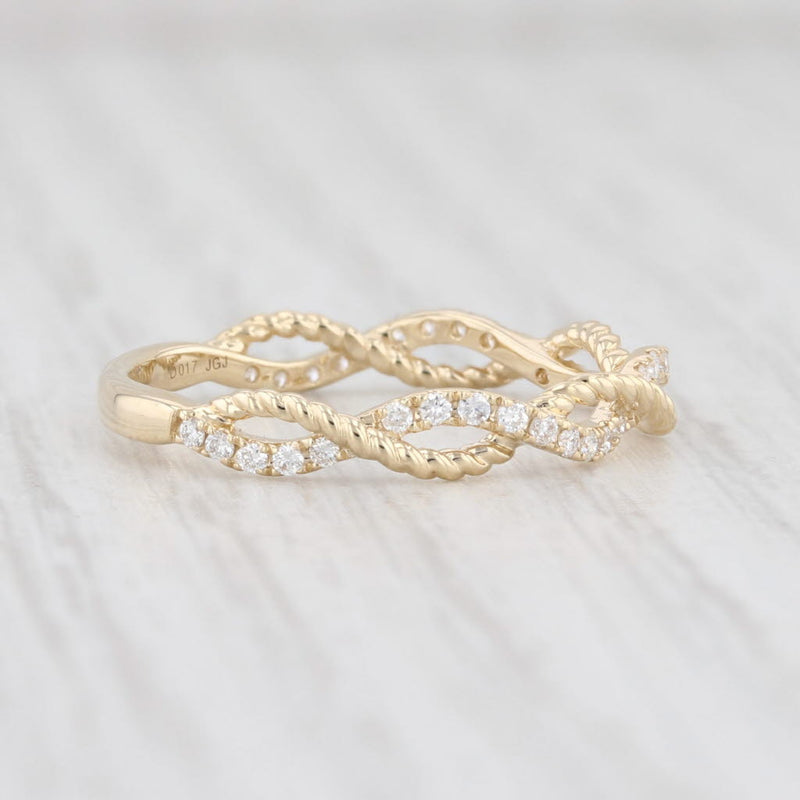 New 0.16ctw Woven Diamond Ring 14k Yellow Gold Size 6.5 Wedding Stackable Band