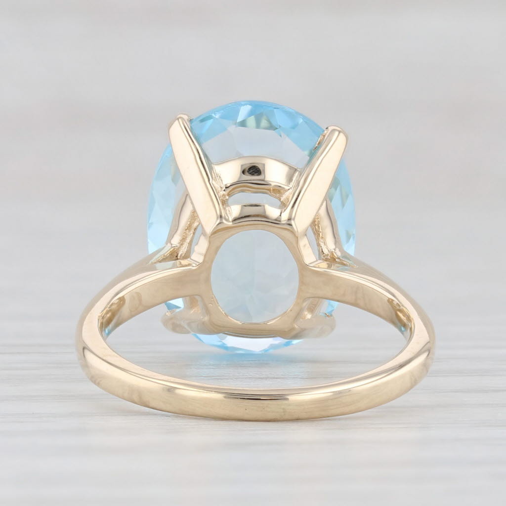 Light Gray 9.41ct Oval Blue Topaz Solitaire Ring 14k Yellow Gold Size 6.5