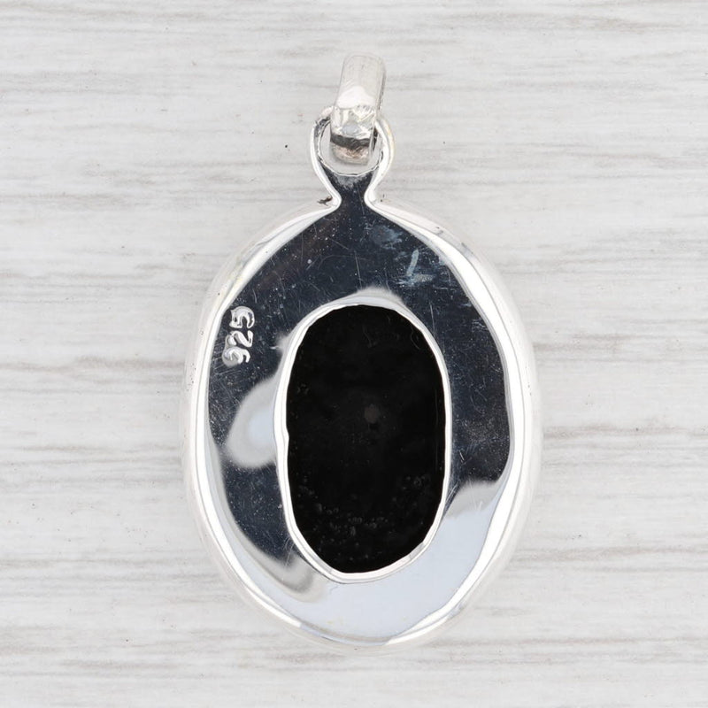 Light Gray New Onyx Pendant 925 Sterling Silver Statement Oval Solitaire
