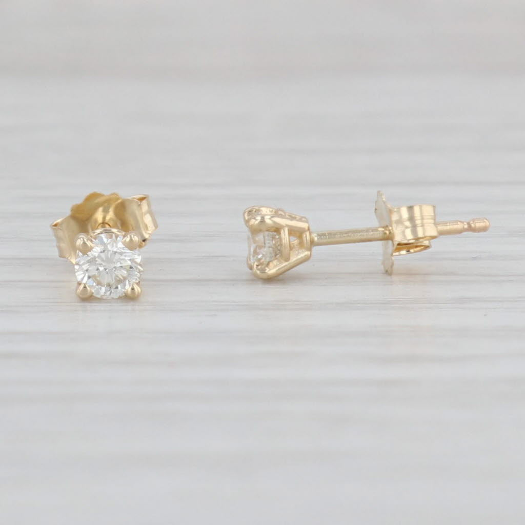 Light Gray New 0.32ctw Diamond Solitaire Stud Earrings 14k Yellow Gold April Birthstone