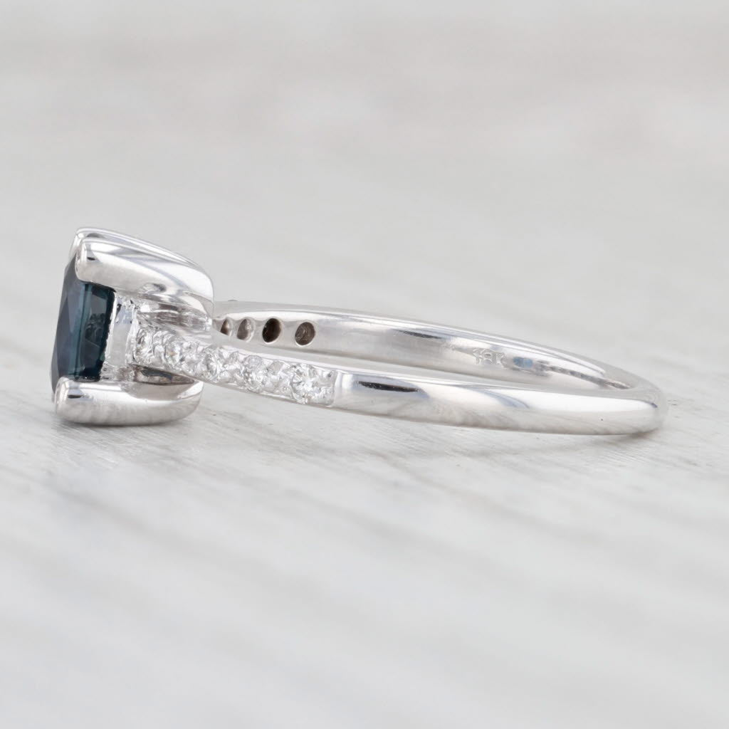 Light Gray 1.02ctw Blue Sapphire Diamond Ring 18k White Gold Size 5.5 Engagement