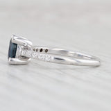 1.02ctw Blue Sapphire Diamond Ring 18k White Gold Size 5.5 Engagement