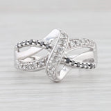 Light Gray 0.16ctw Black & White Diamond Bypass Ring 10k White Gold Size 5.5