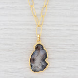 Light Gray New Nina Nguyen Druzy Geode Quartz Pendant Necklace Sterling Gold Vermeil 21"