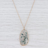 New Nina Nguyen Moss Agate Pendant Necklace 14k Gold 34" Long Layer Chain