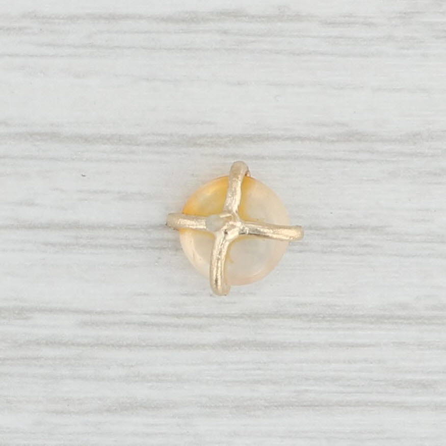 Light Gray Vintage Moonstone Lapel Pin 14k Yellow Gold Round Solitaire Tie Tac