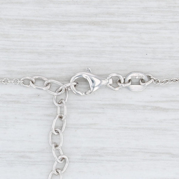 Light Gray Cable Chain Necklace Blue Topaz Drop 18k White Gold 1518" Adjustable Teardrop