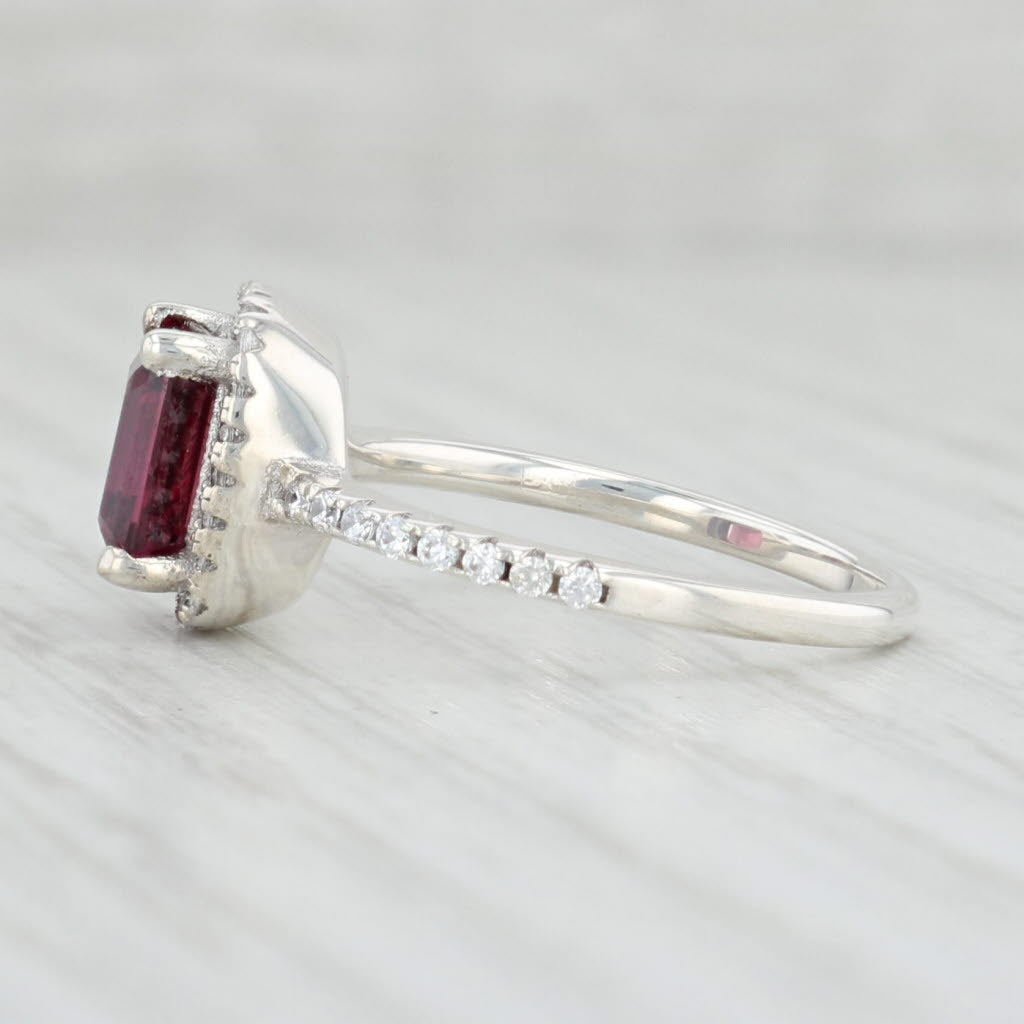 Light Gray 2.56ctw Rhodolite Garnet Diamond Halo Ring 950 Platinum Size 6.5