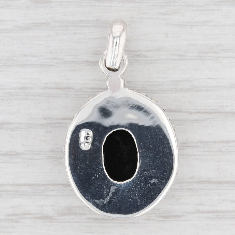 Light Gray New Onyx Pendant 925 Sterling Silver Oval Solitaire B12641