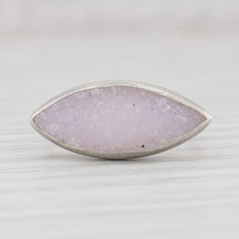 New Nina Nguyen White Druzy Quartz Sterling Silver Statement Ring Size 7.25
