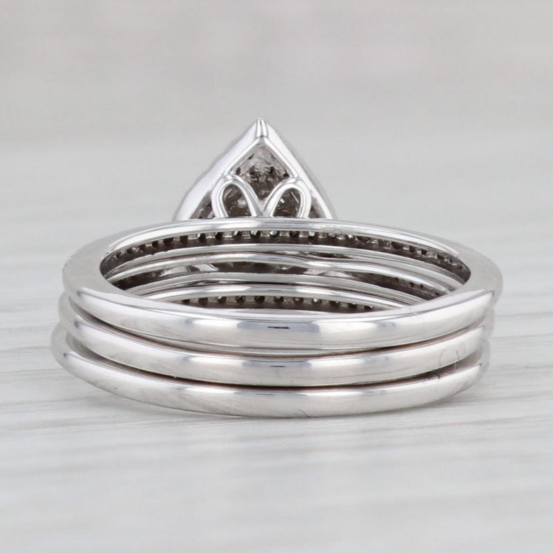 0.33ctw Diamond Teardrop Halo Engagement Ring Wedding Band Bridal Set 10k Gold