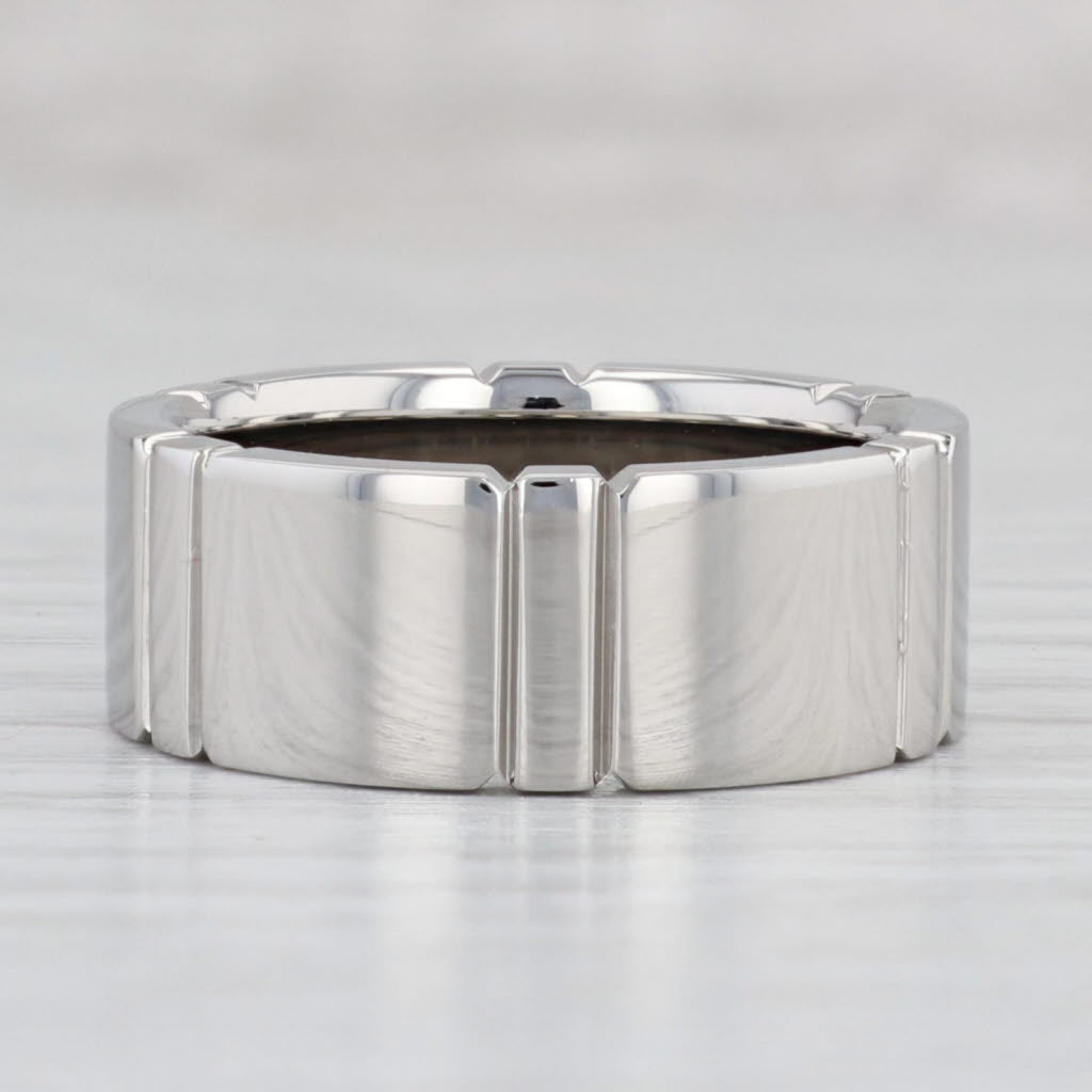 Light Gray New Beveled Titanium Ring Size 8 Wedding Band