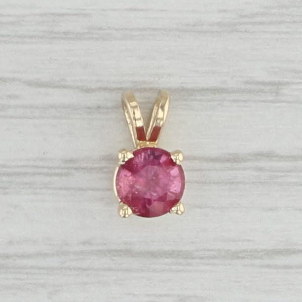 Light Gray New 0.92ct Rubelite Tourmaline Pendant 14k Gold Small Round Solitaire Drop