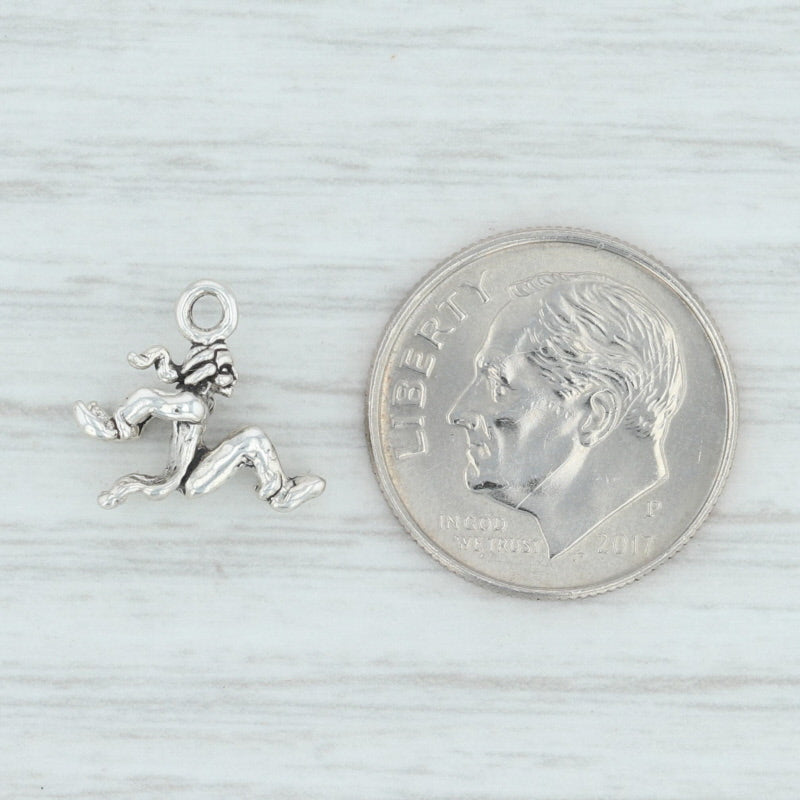 Light Gray 12 Days of Christmas Leaping Lord Charm Sterling Silver 3D Figural Holiday