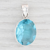 New Blue Glass Statement Pendant 925 Sterling Silver