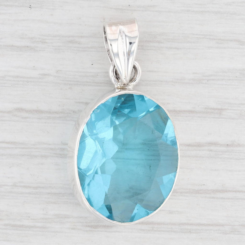 New Blue Glass Statement Pendant 925 Sterling Silver