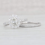 Light Gray 1.55ctw G Oval Diamond Halo Engagement Ring Wedding Band Bridal Set 14k Gold