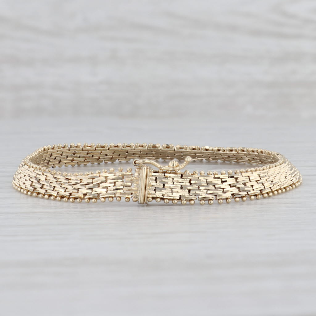 Light Gray Mesh Chain Bracelet 14k Yellow Gold 7" 6.2mm Imperial Gold USA