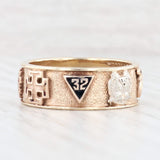 Vintage Masonic Emblems Band 10k Gold Scottish Rite York Rite Blue Lodge Ring