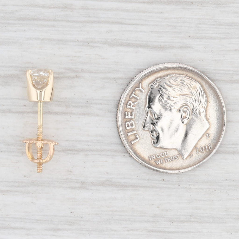 0.41ct Single Diamond Stud Earring 14k Yellow Gold Old European Cut Solitaire