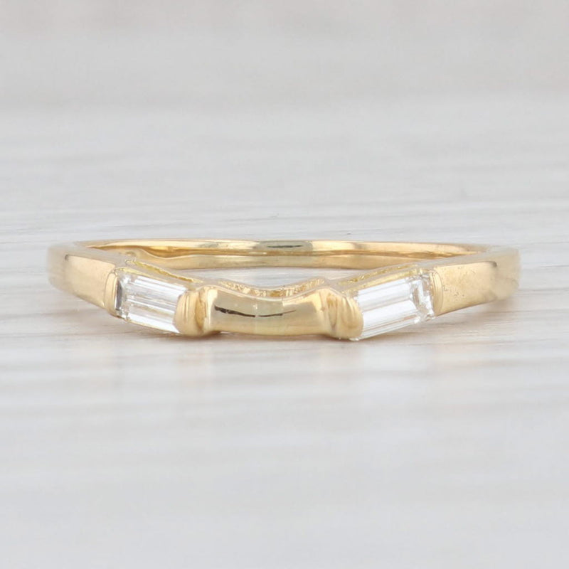Light Gray 0.23ctw Diamond Baguette Ring Guard Enhancer Wedding Band Size 6.5 18k Gold