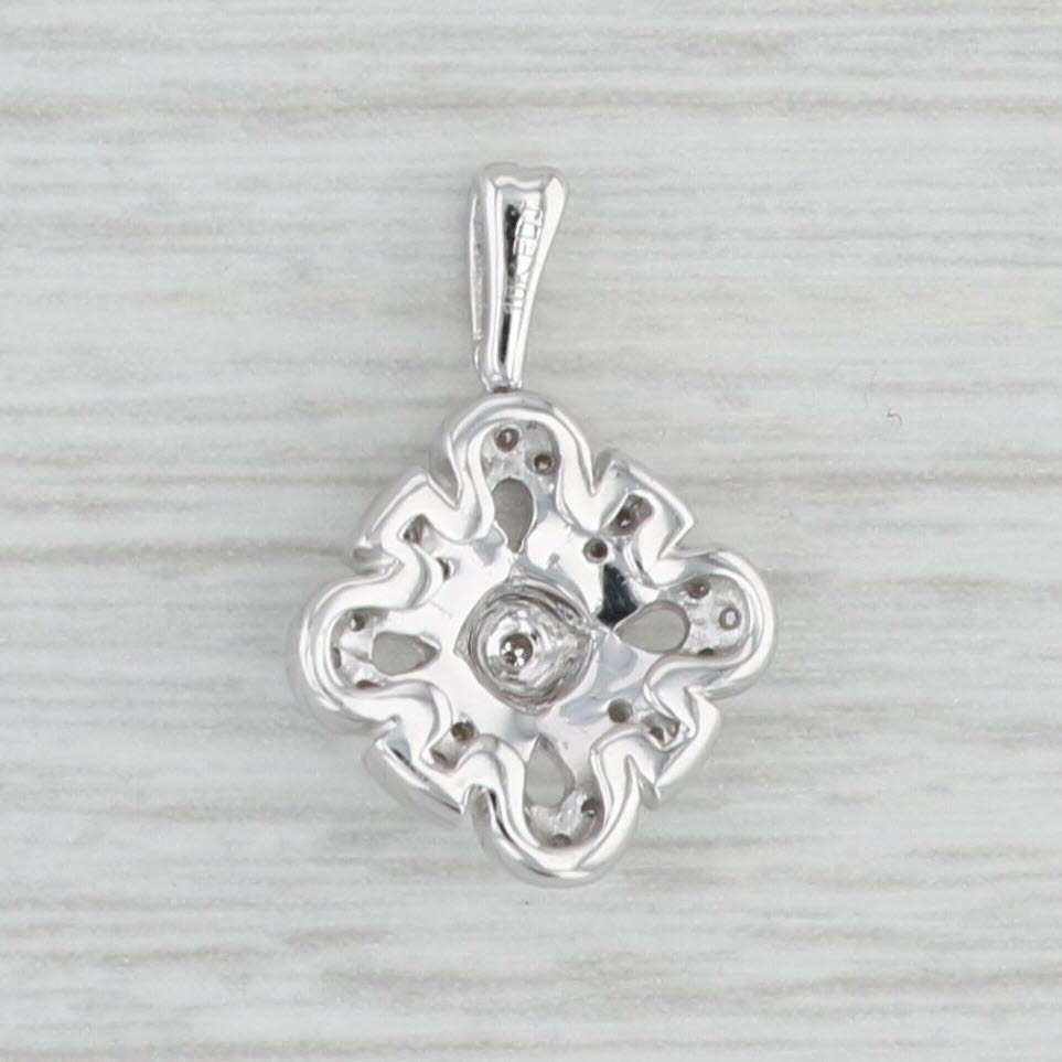 Light Gray Diamond Knot Pendant 10k White Gold Small Drop