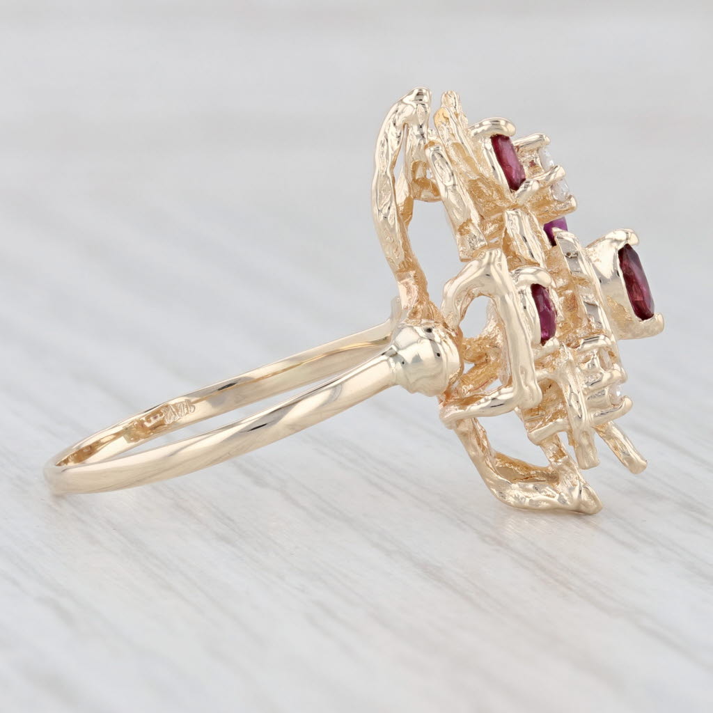 Light Gray 0.39ctw Ruby Diamond Cocktail Ring 14k Yellow Gold Size 10.25