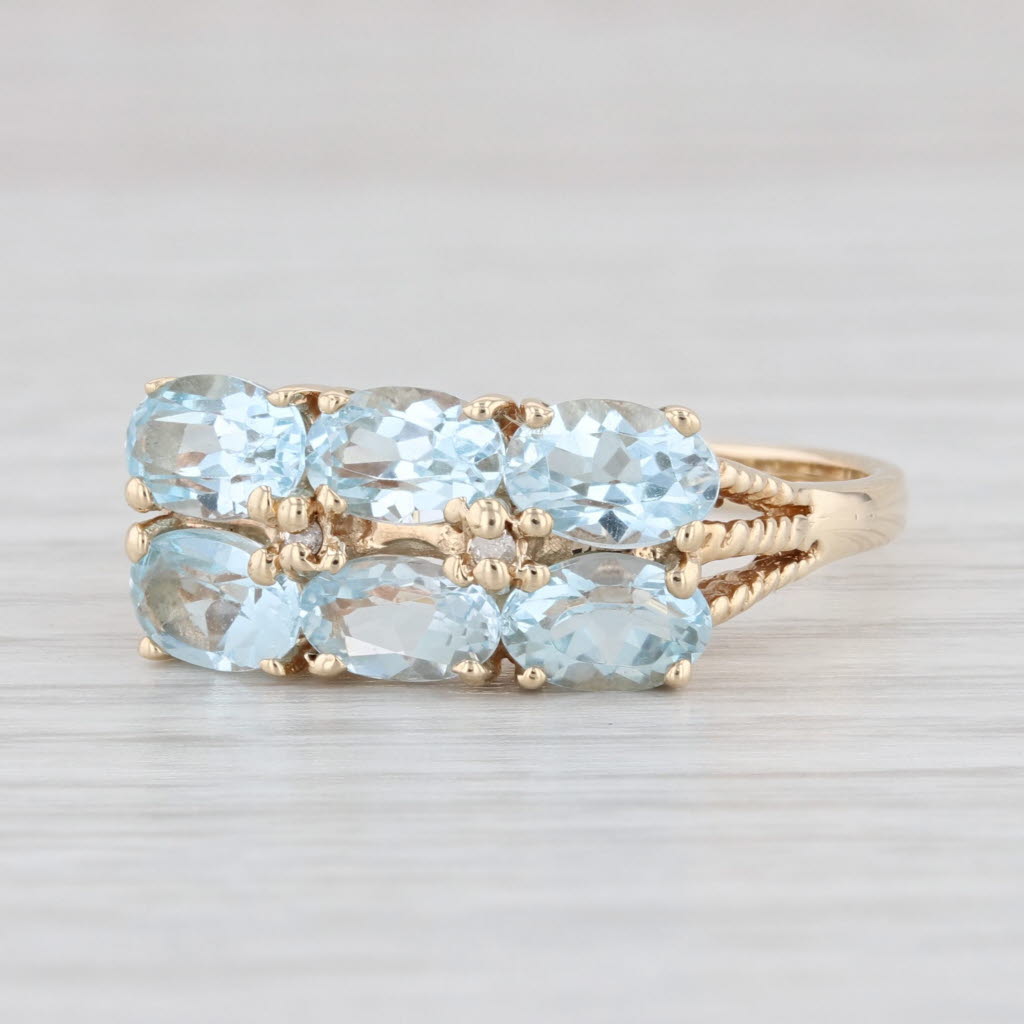 Light Gray 3.40ctw Blue Topaz Diamond Cluster Ring 10k Yellow Gold Size 9.5