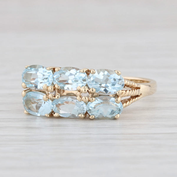 Light Gray 3.40ctw Blue Topaz Diamond Cluster Ring 10k Yellow Gold Size 9.5