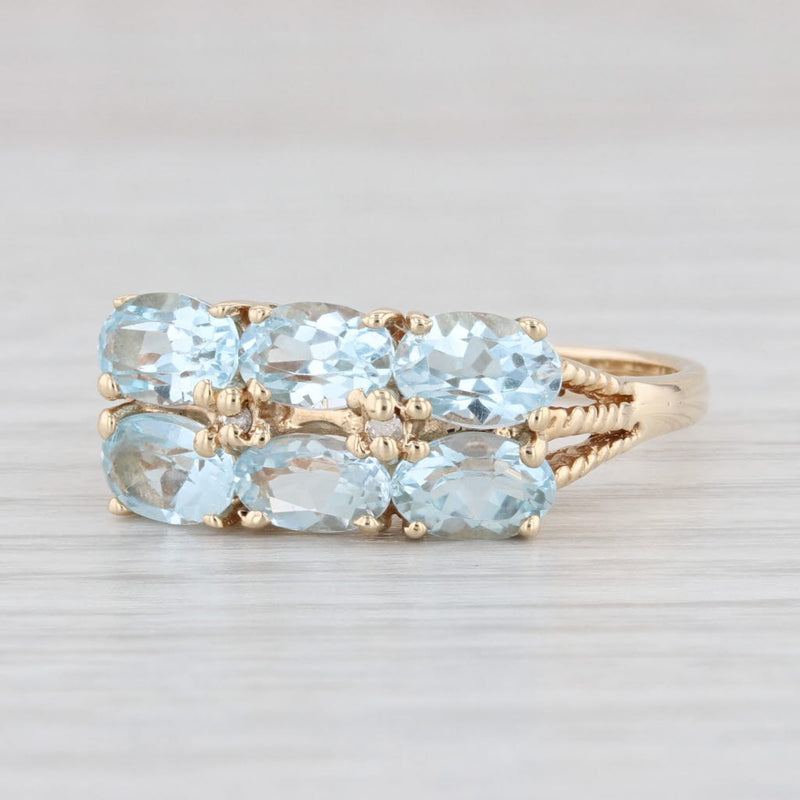 3.40ctw Blue Topaz Diamond Cluster Ring 10k Yellow Gold Size 9.5