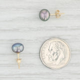 Black Cultured Pearl Stud Earrings 14k Yellow Gold Pierced 7mm Studs