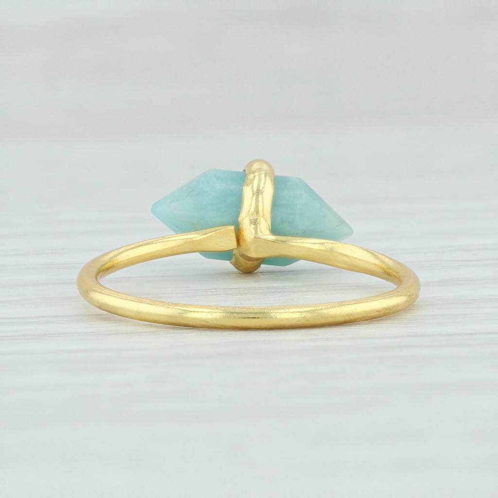 Light Gray New Amazonite Ring Sterling Silver 18k Gold Vermeil Adjustable Size Handmade