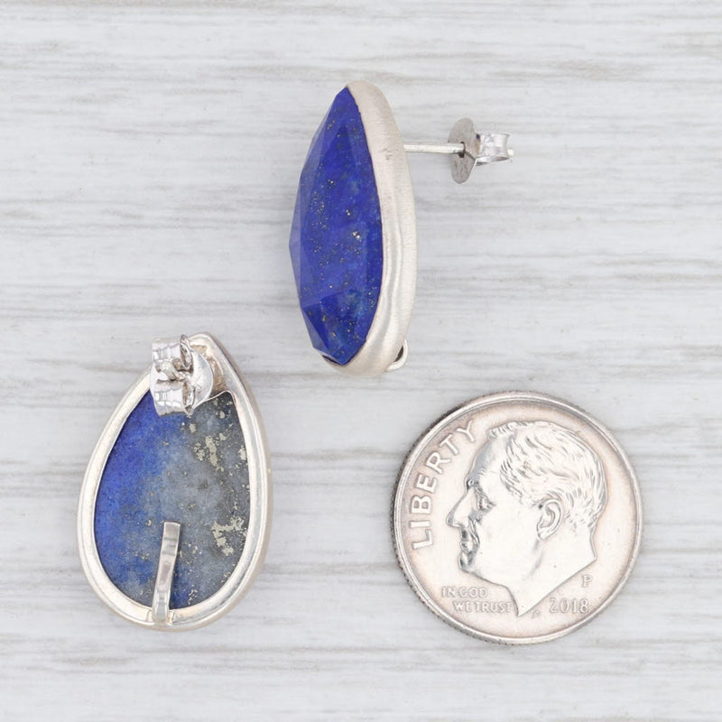 Light Gray New Nina Nguyen Lapis Lazuli Teardrop Earrings Convertible Charm Sterling Silver