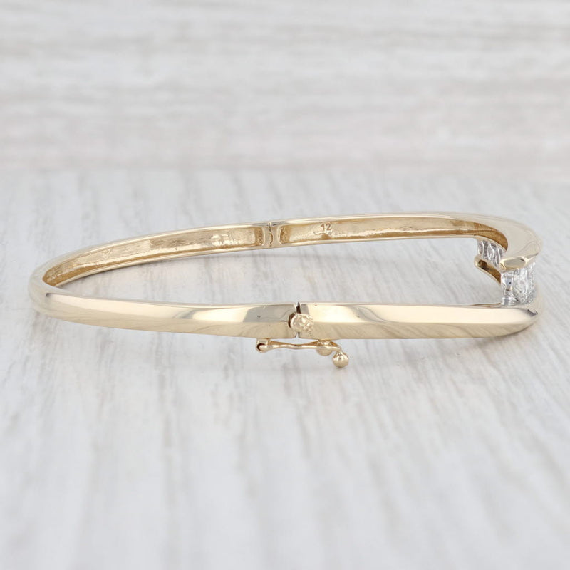 0.90ctw Diamond Oval Bangle Bracelet 14k Yellow Gold 6.75" Hinged