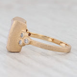 New Chloe Nina Nguyen White Druzy Quartz Diamond Ring Brushed 18k Gold Size 7