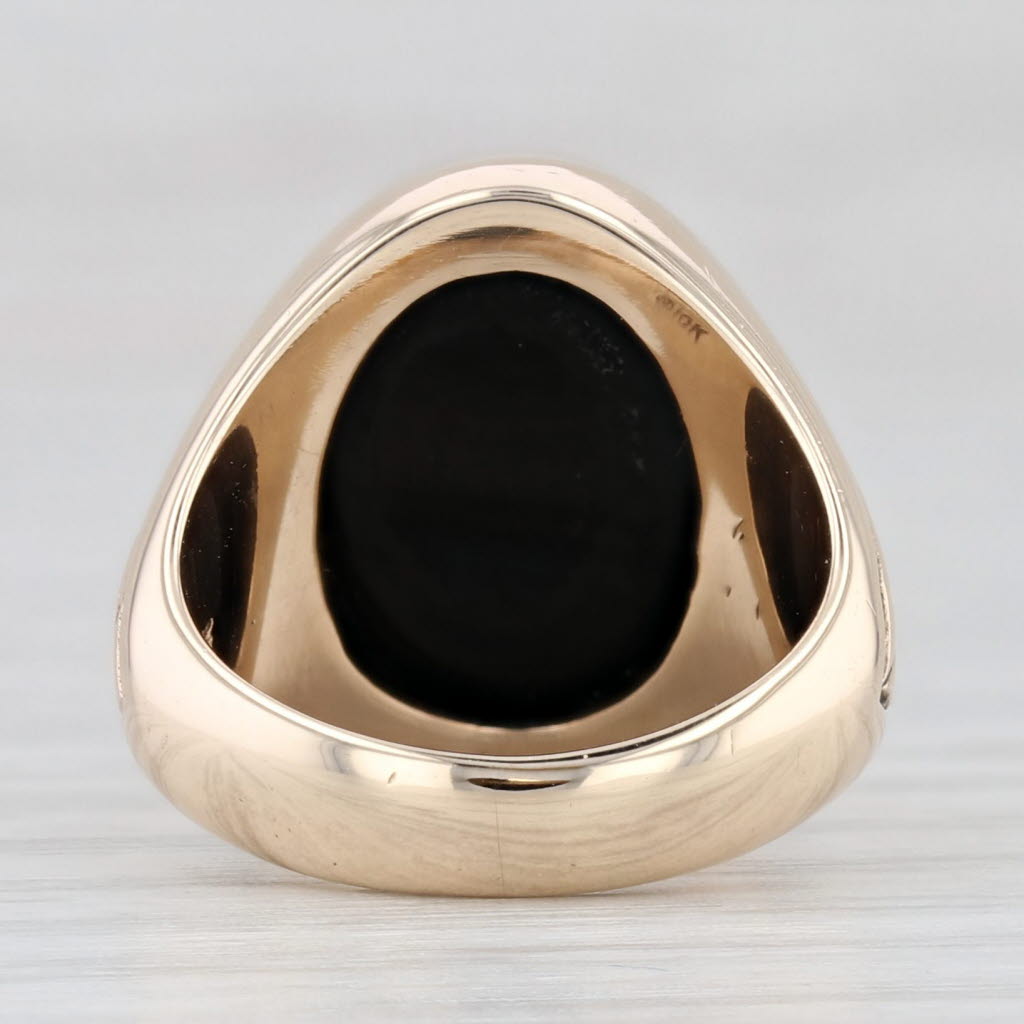 Light Gray Onyx Signet Crest Coat of Arms Class Ring 10k Yellow Gold Size 2.75 1963