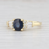 Light Gray 1.78ctw Blue Sapphire Diamond Ring 18k Yellow Gold S 7 Oval Solitaire Engagement