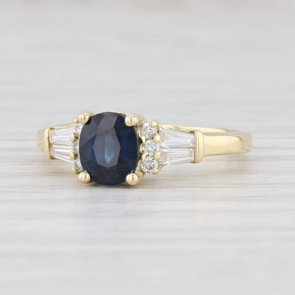 1.78ctw Blue Sapphire Diamond Ring 18k Yellow Gold S 7 Oval Solitaire Engagement