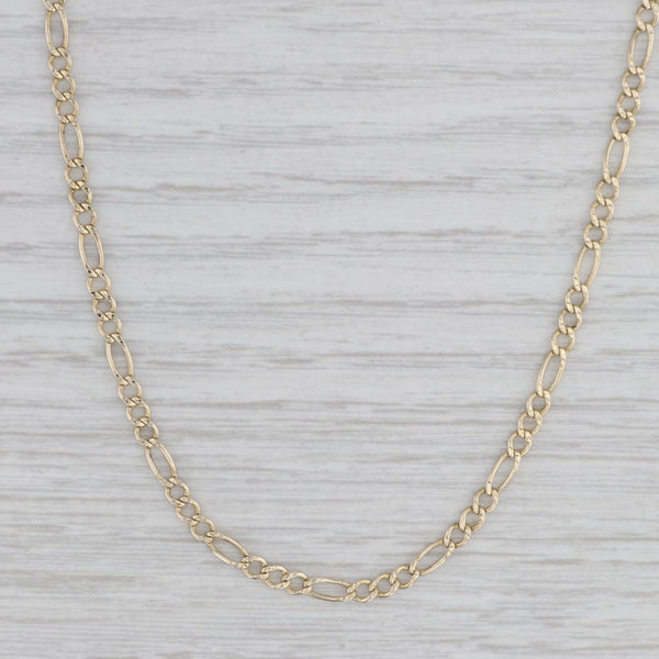 24.5" Long Figaro Chain Necklace 14k Yellow Gold 2.7mm
